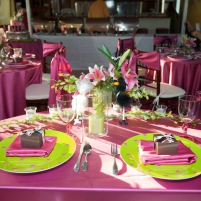 wedding dining table with a cake