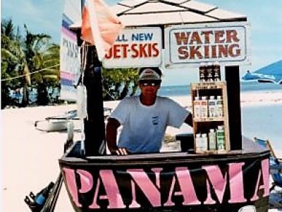 a man holding a sign