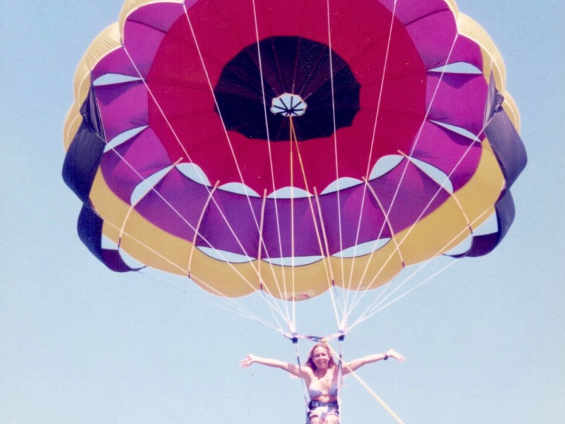 a parachute is flying in the air