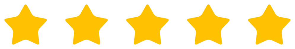 Five yellow stars in a horizontal row on a white background.